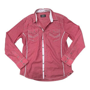 Buckle Black Red Western Athletic Fit Button Up L